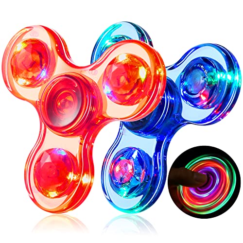 Gigilli Fidget Spinners 2 Pack, LED Light up Fidget Toys for Kids Adults, Glow in The Dark Fidget Toys for Teens Boys Girls Classroom Prizes for Kids 4-8-12, ADHD Stress Anxiety Relief Fidgets