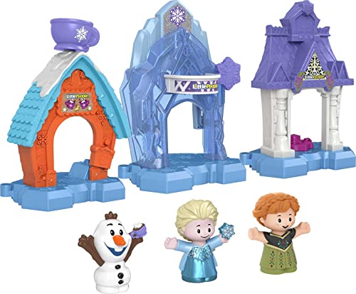 Fisher-Price Little People Toddler Toys Disney Frozen Snowflake Village Playset with Anna Elsa & Olaf for Ages 18+ Months