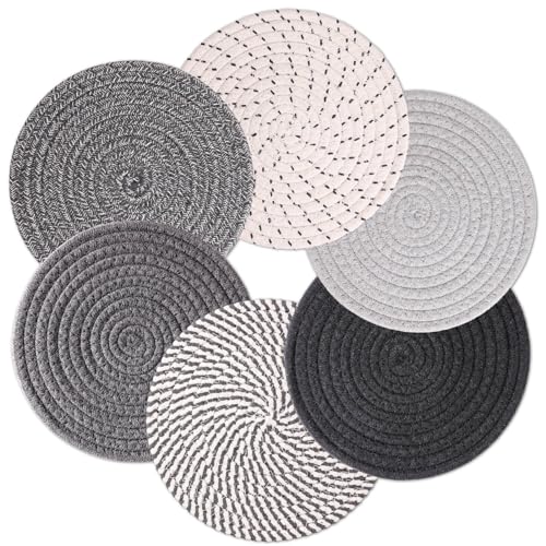 Billbotk 8' Trivets for Hot Dishes, Hot pots and Pans, 6 Heat Resistant Hot Pads, Pot Holders for Kitchen, Hot Plate Mats for Kitchen Countertops, Table, Home Essentials, Farmhouse Decor