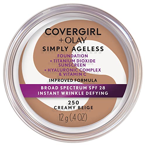 COVERGIRL & Olay Simply Ageless Instant Wrinkle-Defying Foundation, Creamy Beige, 0.44 Fl Oz (Pack of 1)