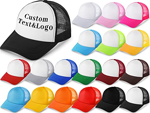 18 Pack Sublimation Blank Polyester Mesh Cap Trucker Summer Mesh Cap Unisex Two Tone and Solid Trucker Hats Blank Snapback Hat Sublimation Blank Mesh Baseball Cap for Men Women
