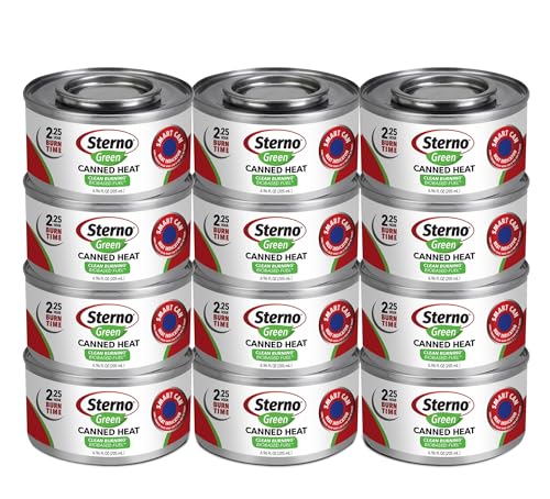 Sterno 2.25 Hour Chafing Fuel, Green Canned Heat, Ethanol Gel, 12 Pack