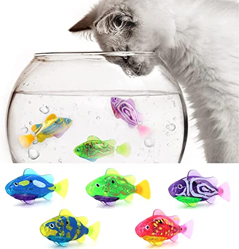 PROCMA 2023 Swimming Robot Fish Cat Toy,Interactive Robot Swimming Fish Toys for Cat, Best Water Cat Toy for Indoor Cats,Fish with LED Light to Stimulate Your Cat's Hunter Instincts (5PCS)