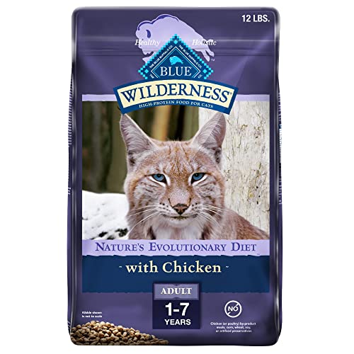 Blue Buffalo Cat Food, Natural Chicken Recipe, Wilderness High Protein, Adult Dry Cat Food, 12 lb bag