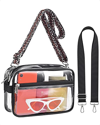 MAY TREE Clear Bag Stadium Approved with Interchangeable Strap-Clear Crossbody Bag for Women-Transparent Concert Bag 0.5MM Water Resistant Thickened PVC