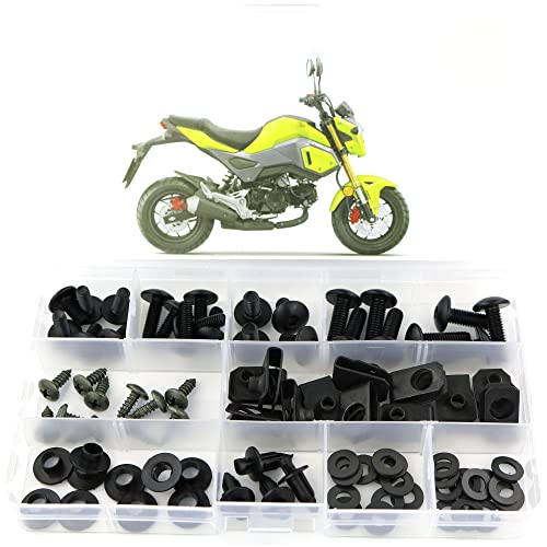 Xitomer Full Sets Fairing Bolts Kits, Fit for GROM MSX125 2017-2018, Mounting Kits Washers/Nuts/Fastenings/Clips/Grommets (Black)