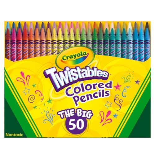 Crayola Twistables Colored Pencil Set (50ct), No Sharpen Colored Pencils For Kids, Kids Art Supplies for Back to School, 4+ [Amazon Exclusive]