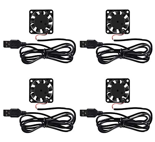 4 Pack 40mm USB Brushless Cooling Fan 40mm x 10mm Fan High Performance DC 5V Cooling Fan Speed 4200 RPM Fan for Small Appliances Series Replacement