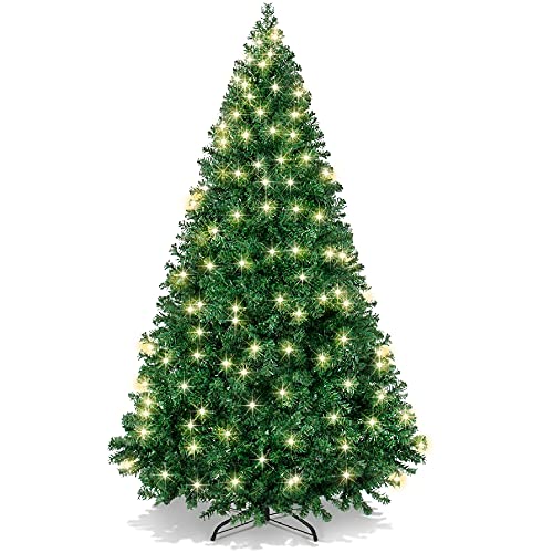 Best Choice Products 6ft Pre-Lit Premium Hinged Artificial Holiday Christmas Pine Tree for Home, Office, Party Decoration w/ 1,000 Branch Tips, 250 Lights, Metal Hinges & Foldable Base