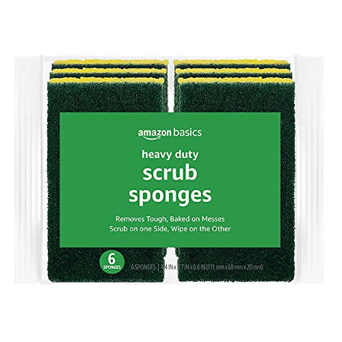 Amazon Basics Heavy Duty Sponges, 6 Count, Yellow/Green
