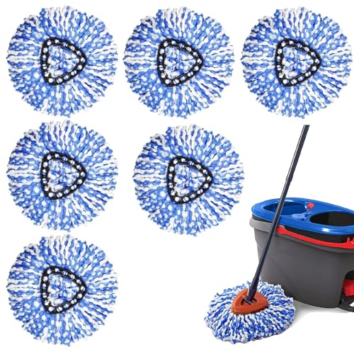 YWSHF 6 Pack Spin Mop Replacement Heads Compatible with Ocedar RinseClean 2 Tank Mop System,Microfiber Mop Refill Heads for O Cedar Cleaning All Hard-surfaced Floor