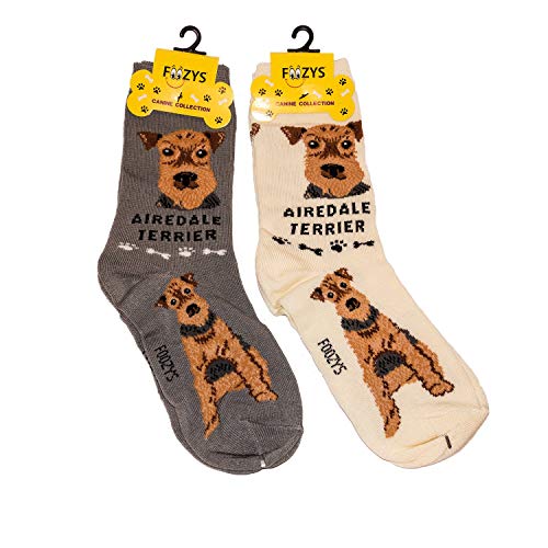 Foozys Unisex Crew Socks | Canine/Dog Collection | Airedale Terrier