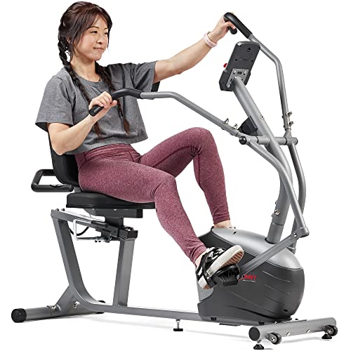 Sunny Health & Fitness Compact Performance Recumbent Bike with Dual Motion Arm Exercisers, Quick Adjust Seat & Exclusive SunnyFit App Enhanced Bluetooth Connectivity - SF-RB420032