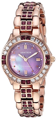 Armitron Women's 75/3689VMRG Amethyst Colored Genuine Crystal Accented Rose Gold-Tone Watch