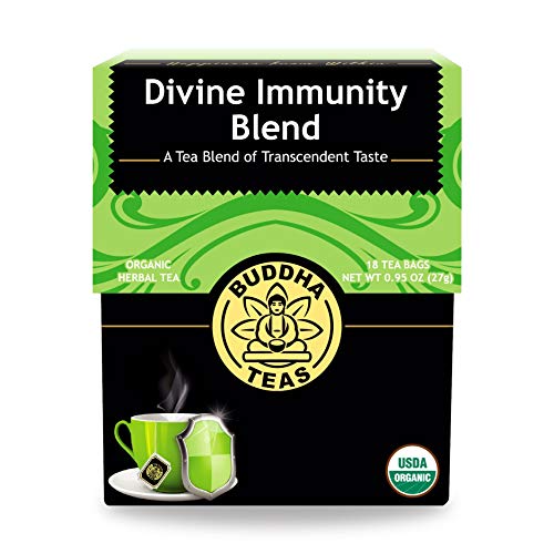 Buddha Teas - Organic Divine Immunity Blend - Herbal Tea - For Health & Wellbeing - With Antioxidants & Minerals - Clean Ingredients - Caffeine Free - OU Kosher & Non-GMO - 18 Tea Bags (Pack of 1)