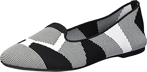 Skechers Women's Cleo-Sherlock-Engineered Knit Loafer Skimmer Ballet Flat, Black/White, 9