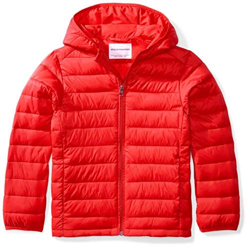 Amazon Essentials Boys' Lightweight Water-Resistant Packable Hooded Puffer Coat, Red, XX-Large