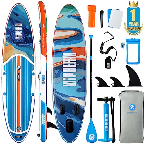 Niphean Inflatable Stand Up Paddle Board with SUP Accessories, Anti-Slip EVA Deck, 10’6’’ Inflatable Paddle Boards for Adults & Youth of All Skill Levels