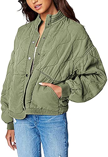 [BLANKNYC] womens Jacket, Everyday Adult Coat Luxury Clothing Tencel Drop Shoulder Quilted Jacket, Burnt Sage, Medium US
