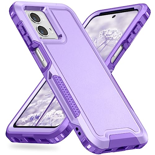 Ankoe for Motorola Moto G 5G 2023 Case, 3 in 1 Heavy Duty Shockproof Protection Hard Plastic+Silicone Rubber Hybrid Drop Protective Case for Motorola Moto G 5G 2023 Purple