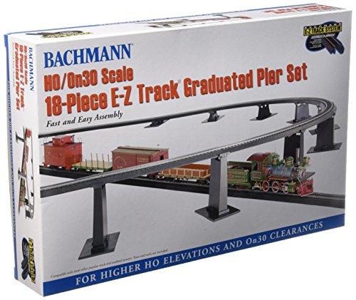Bachmann Trains 18 PC. E-Z TRACK GRADUATED PIER SET - For Use with HO or On30 Scale E-Z Track , White