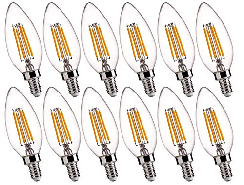 FLSNT B11 E12 LED Candelabra Bulbs 60W Equivalent, Dimmable LED Candle Light Bulbs, 2700K Soft White (Warm Light), Pack of 12