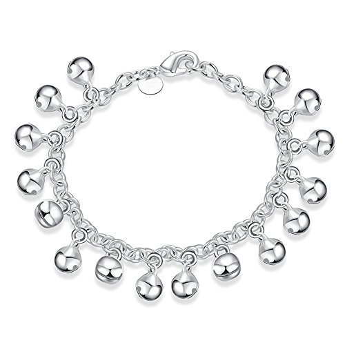 Metmejiao Charming Fashion 925 Sterling Silver Plated Bracelet Jingle Bells Bead Charm Bracelet Lady Jewelry