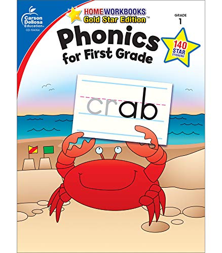 Carson Dellosa Phonics for First Grade Workbook―Writing Practice, Tracing Letters, Writing Words With Incentive Chart and Motivational Stickers (64 pgs) (Volume 11) (Home Workbooks)