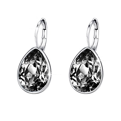 Xuping Jewelry Fashion Huggies Crystal Earring for Women (Black)