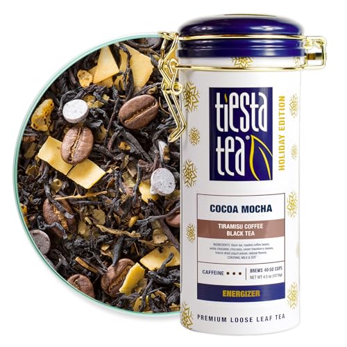 Tiesta Tea - Cocoa Mocha | Tiramisu Coffee Black Tea | Premium Loose Leaf Tea Blend | High Caffeinated Holiday Tea | Make Hot or Iced Tea & Brews Up to 50 Cups - 4.5 Ounce Refillable Tin