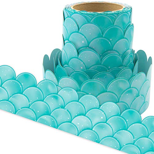 Ombre Turquoise Scallops Bulletin Board Borders for Classroom Trim Back to School Decoration 36 Feet