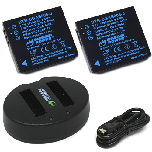 Wasabi Power Battery (2-Pack) and Dual Charger for Panasonic CGA-S005, DMW-BCC12 and Panasonic Lumix DMC-FX9, DMC-FX10, DMC-FX12, DMC-FX50, DMC-FX100, DMC-FX150, DMC-FX180, DMC-LX1, DMC-LX2, DMC-LX3