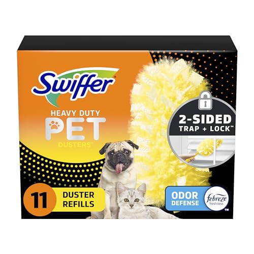 Swiffer Pet Heavy Duty Dusters Refills, Multisurface 360 Dusters with Febreze Odor Defense, 11 Count