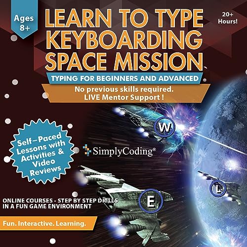Typing for Kids Ages 9-12 Keyboarding Space Mission: Learn to Type Software Program - Beginners to Advanced Computer Typing Games and Lessons (PC, Mac, Chromebook Compatible)