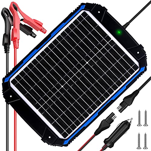 SUNER POWER 20W 12V Solar Battery Trickle Charger & Maintainer PRO, Built-in Intelligent MPPT Controller, Waterproof 12 Volt 20 Watt Solar Panel Charging Kits for Car Marine RV Trailer Boat Automotive