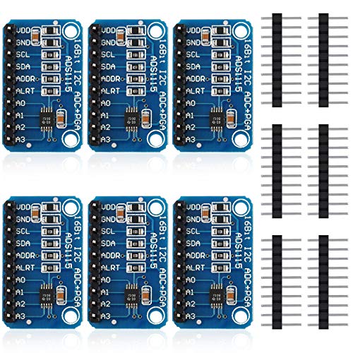 Weewooday 6 Pieces ADS1115 Analog-to-Digital Converter 16 Bit ADC 4 Channel Module Converter with Programmable Gain Amplifier ADC Converter Development Compatible with Arduino/Raspberry Pi