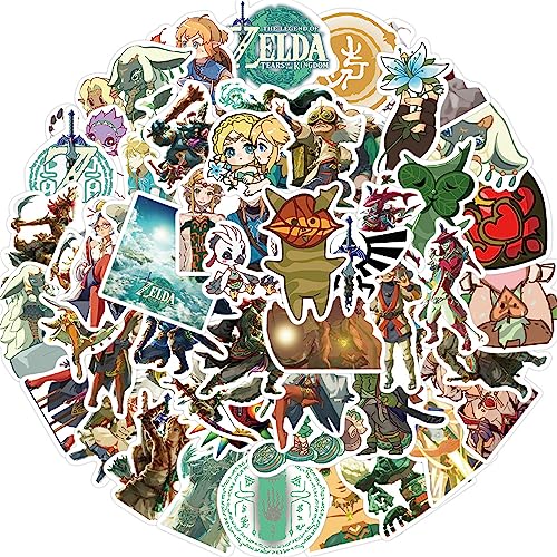 50Pcs The Legend of Zelda: Tears of The Kingdom Stickers for Kids Game Stickers for Water Bottle Cup Laptop Guitar Car Motorcycle Bike Skateboard Luggage Box Vinyl Waterproof Graffiti Patches (Game)