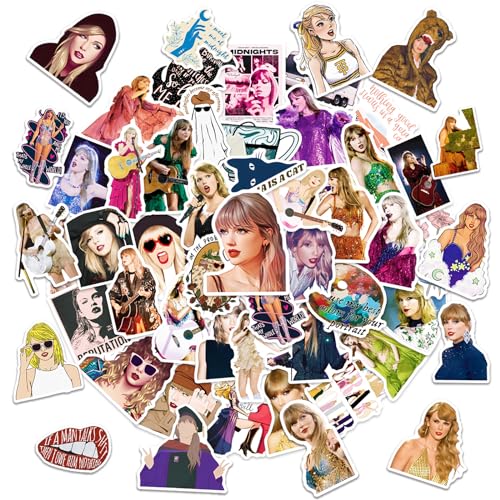 JCQAYB 100pcs Singer Taylor Sticker for Women,Popular Singer Taylor Ablum Stickers for Adult,Vinyl Waterproof Folklore Music Stickers for Water Bottles Laptop,Decorations Party Favors Party Supplies