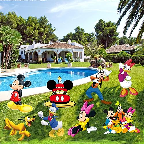 8Pcs Mouse Yard Sign Outdoor Banner Background Party Birthday Decoration Lawn Garden Signs Classic Characters For Boy Girl