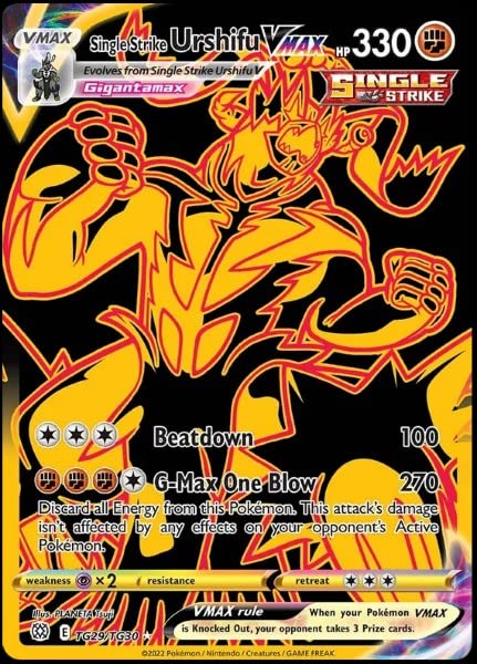 Single Strike Urshifu Vmax - TG29/TG30 - Brilliant Stars - Trainer Gallery Pokemon Card - Black & Gold
