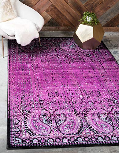 Unique Loom Imperial Collection Paisley, Distressed, Border, Vintage, Modern, Abstract Area Rug, 2 x 3 ft, Lilac/Black