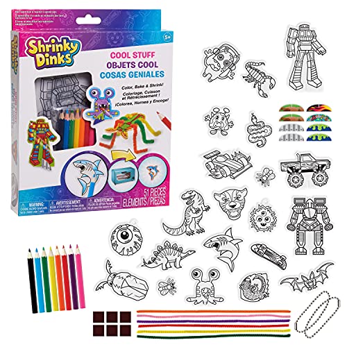 Just Play Shrinky Dinks Cool Stuff Activity Set, 51-piece set, Kids Art and Craft Activity Set, Kids Toys for Ages 5 Up