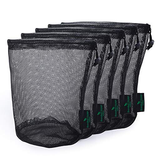 usharedo 5pcs Nylon Mesh Drawstring Bag Sports Equipment Bag Outdoor L