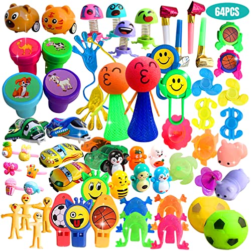 Party Favors for Kids, 64 Pcs Easter Small Toys Prizes Bulk, Easter Basket Goodie Bag Stuffers, Pinata Easter Egg Fillers, Treasure Box Toys for Classroom, Prize Box Birthday Gift Bag Student Rewards
