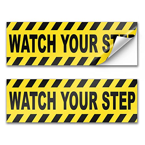 2 PC Watch Your Step - 10x3 Watch Your Step Floor Sticker - Watch Your Step Sticker - Caution Stickers - Watch Your Step Sign for Floor Outdoor/Indoor