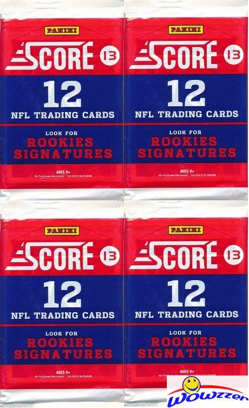 2013 Score NFL Football Collection of FOUR (4) Factory Sealed Packs with 48 Cards! Loaded with ROOKIES & INSERTS! Look for Rookies & Autos of Travis Kelce, DeAndre Hopkins & Many More! WOWZZER!