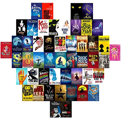 Heiliur American Musical Posters 50PCS Classic Musical Wall Collage Kit Assembled Poster Set Photo Collection Movie Theater Classroom Dorm Decor for Girls Boys Teens 4'x6', BW-JMPOSTCARD-1