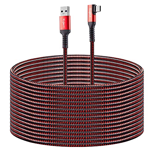 Kuject Link Cable 20FT Compatible for Oculus Quest 2 USB 3.0 Type A to C, Nylon Braided Long PC Connect Power Data Extension Charging Cord, Great Virtual Reality Gaming Accessories for Oculus Quest