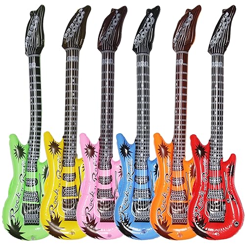 Dr.dudu Inflatable Guitar, Waterproof Assorted Colors Party Decoration (6pack)