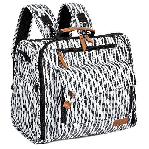 ALLCAMP Zebra Diaper Bag/Multi-Functional Convertible Diaper Backpack Messenger Bag,Large Capacity, Waterproof and Stylish